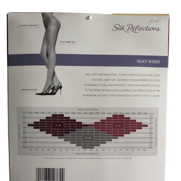 Hanes Silk Reflections SILKY SHEER Control Top Reinforced Toe Pantyhose Sz CD - Picture 3 of 7